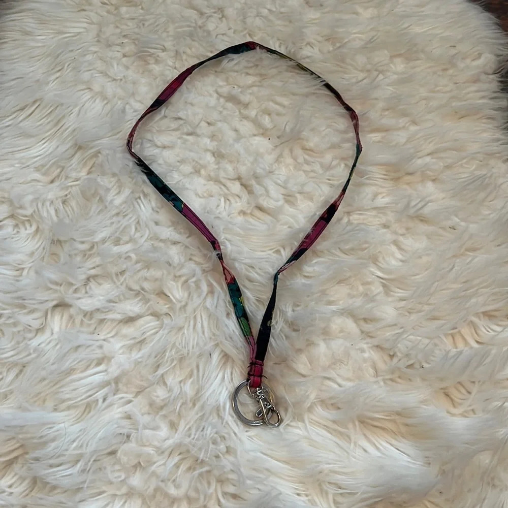 Vera Bradley Brown & Pink Floral Pattern Cotton Lanyard